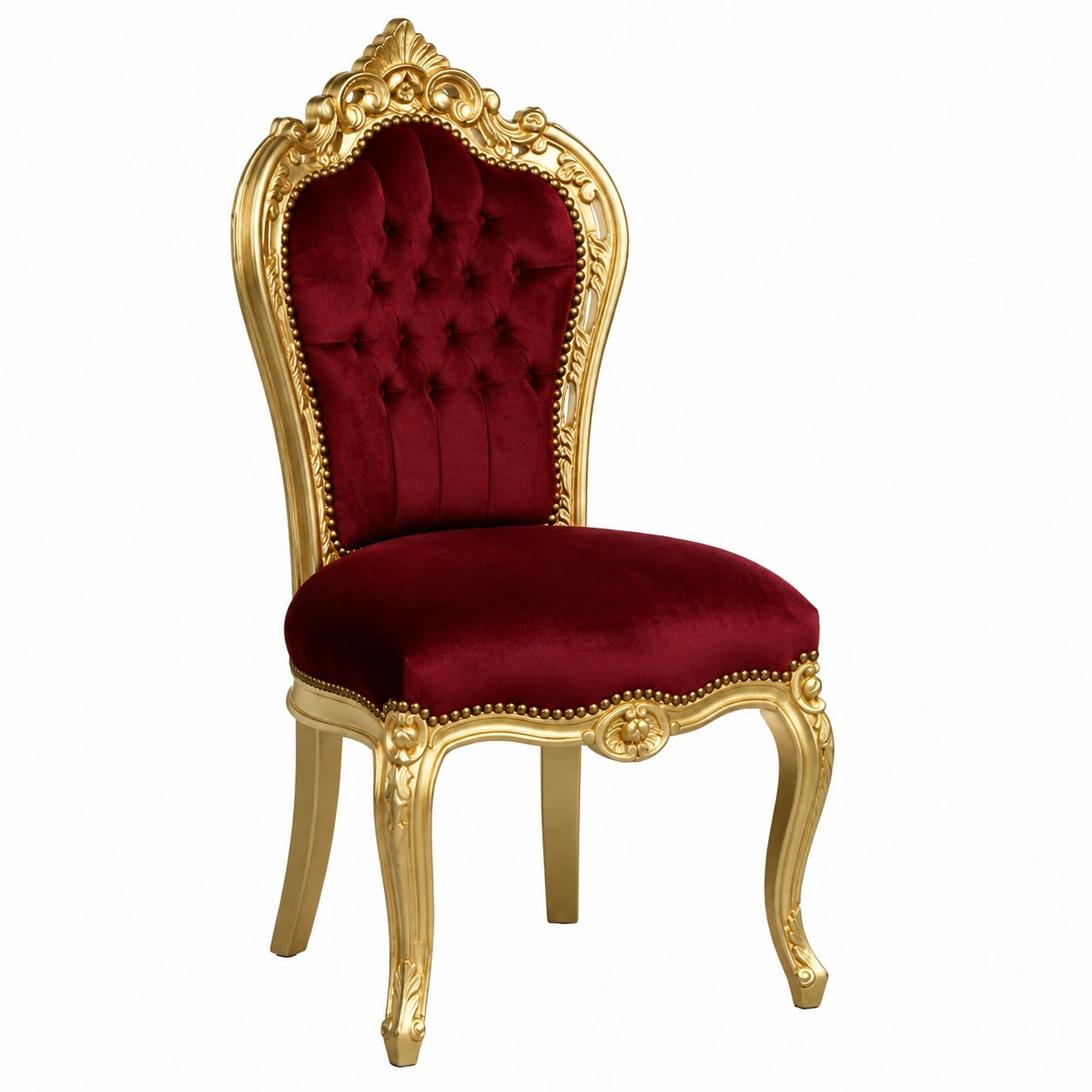 Barock Esszimmerstuhl Bordeaux/Gold Design - Luxuriöse Möbel