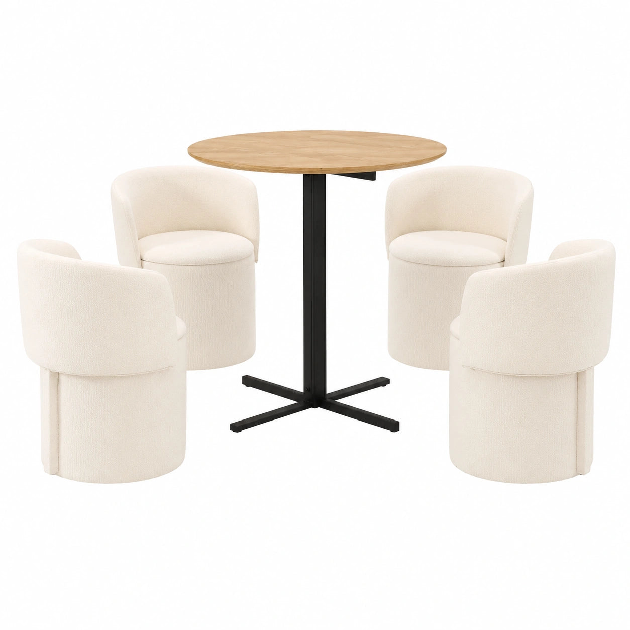 Ya-Home Chenille Sessel Set mit Stauraum, Esszimmerstuhl mit Abnehmbaren Kissen, 4er Set für Wohnzimmer und Schlafzimmer, Weiß