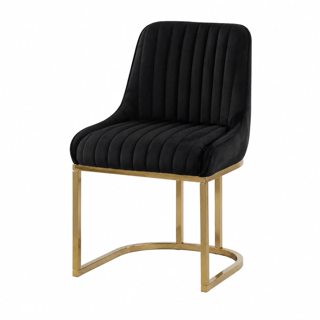 Moderne Samt-Esszimmerstühle 2er Set mit Metallbeinen, Elegant für Küche und Wohnzimmer, Schwarz