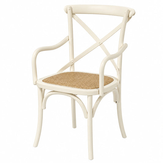 Biscottini Esszimmerstühle im Landhausstil aus Holz und Rattan, 89x43x50 cm – Vintage Küchenmöbel