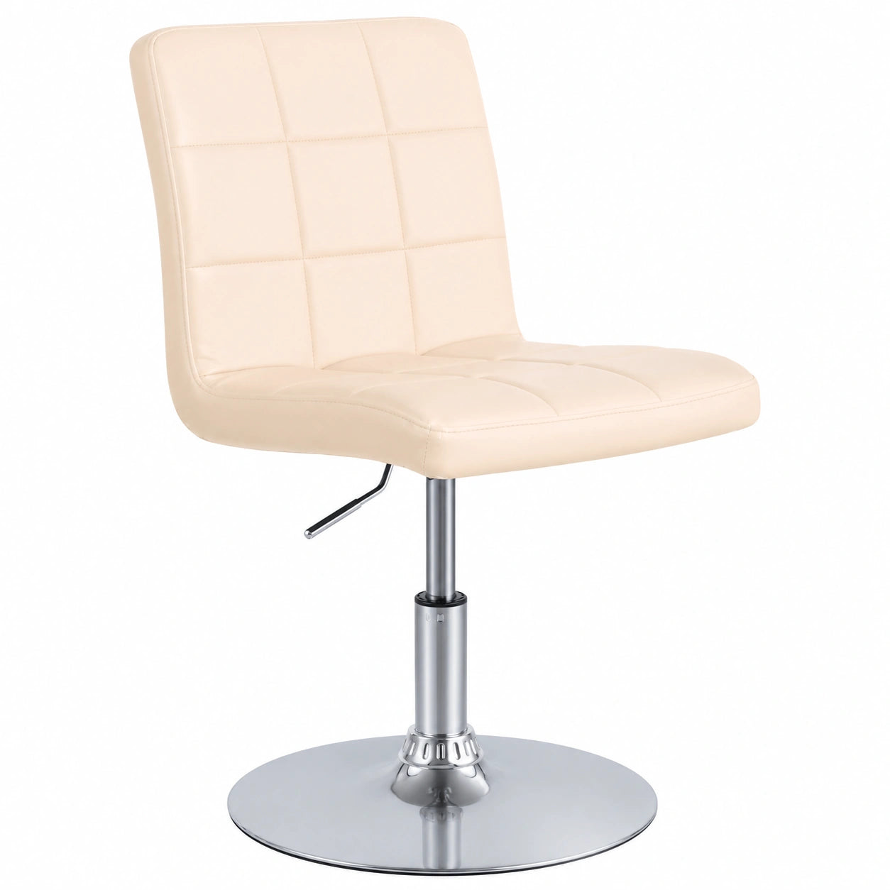 Verstellbarer Esszimmerstuhl Ricky mit 360° Drehfunktion, Kunstleder, Chromgestell, Farbe: Creme