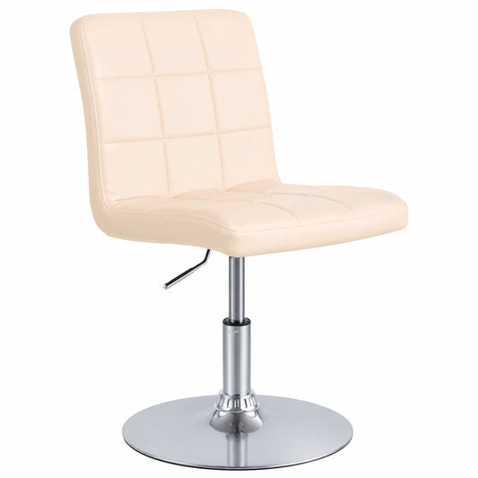 Verstellbarer Esszimmerstuhl Ricky mit 360° Drehfunktion, Kunstleder, Chromgestell, Farbe: Creme