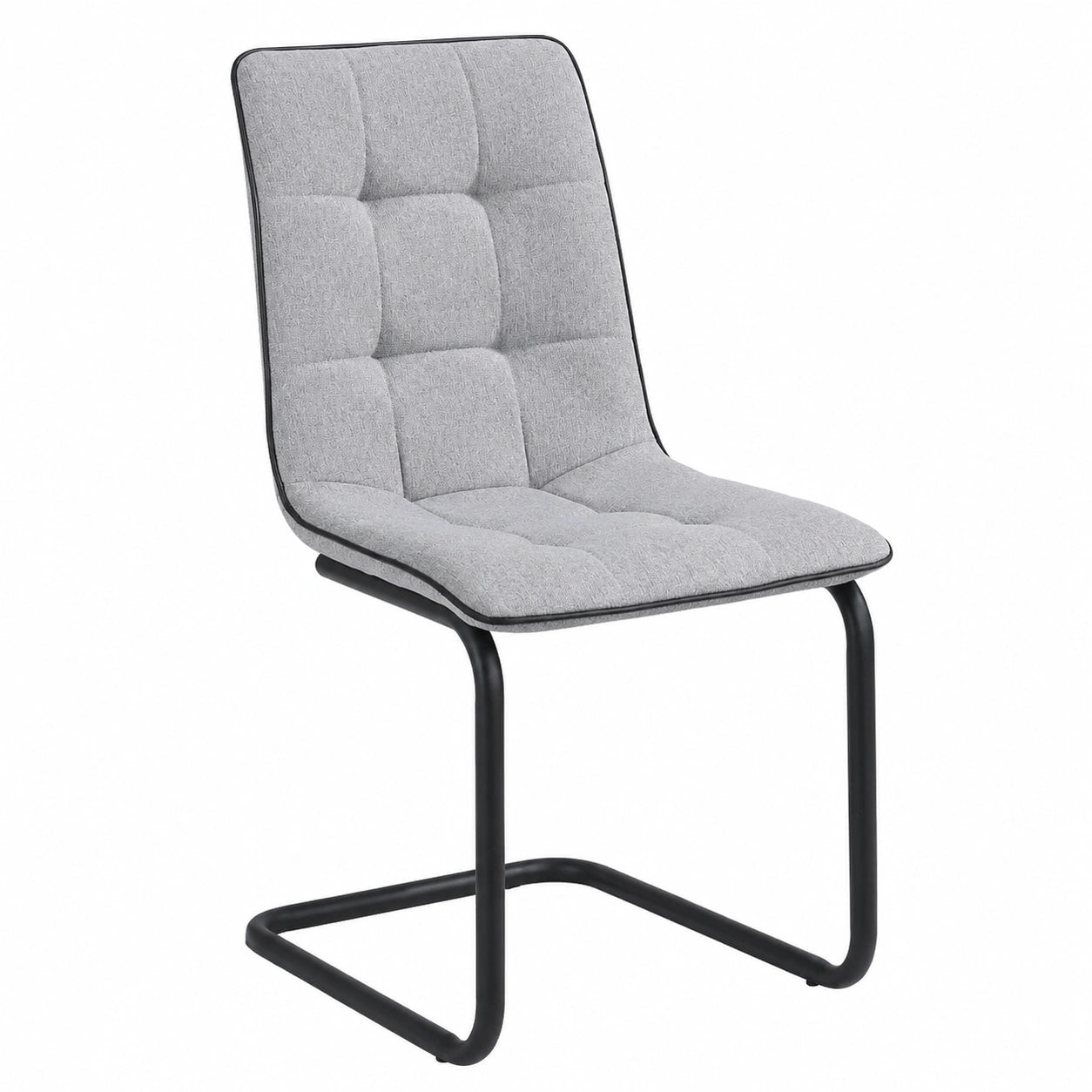 Moderner Freischwinger Esszimmerstuhl aus Mikrofaser mit Metallgestell, Grau