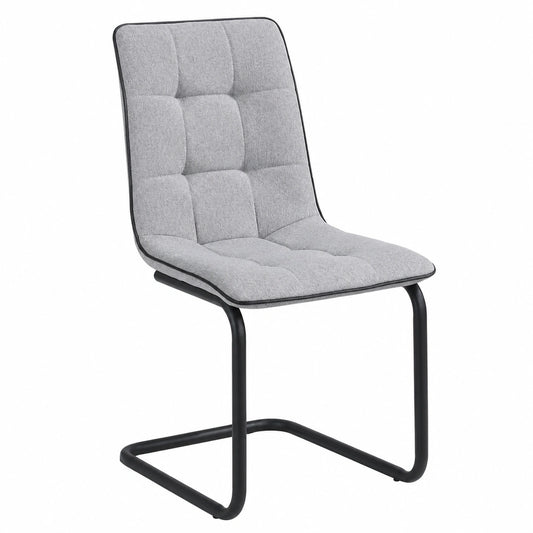 Moderner Freischwinger Esszimmerstuhl aus Mikrofaser mit Metallgestell, Grau