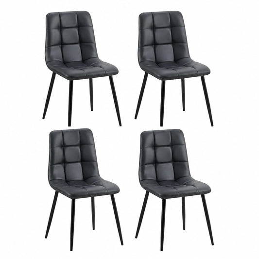 CLP 4er Set Antibes Esszimmerstühle, Kunstleder, Gepolstert, Mit Bodenschonern, Schwarz
