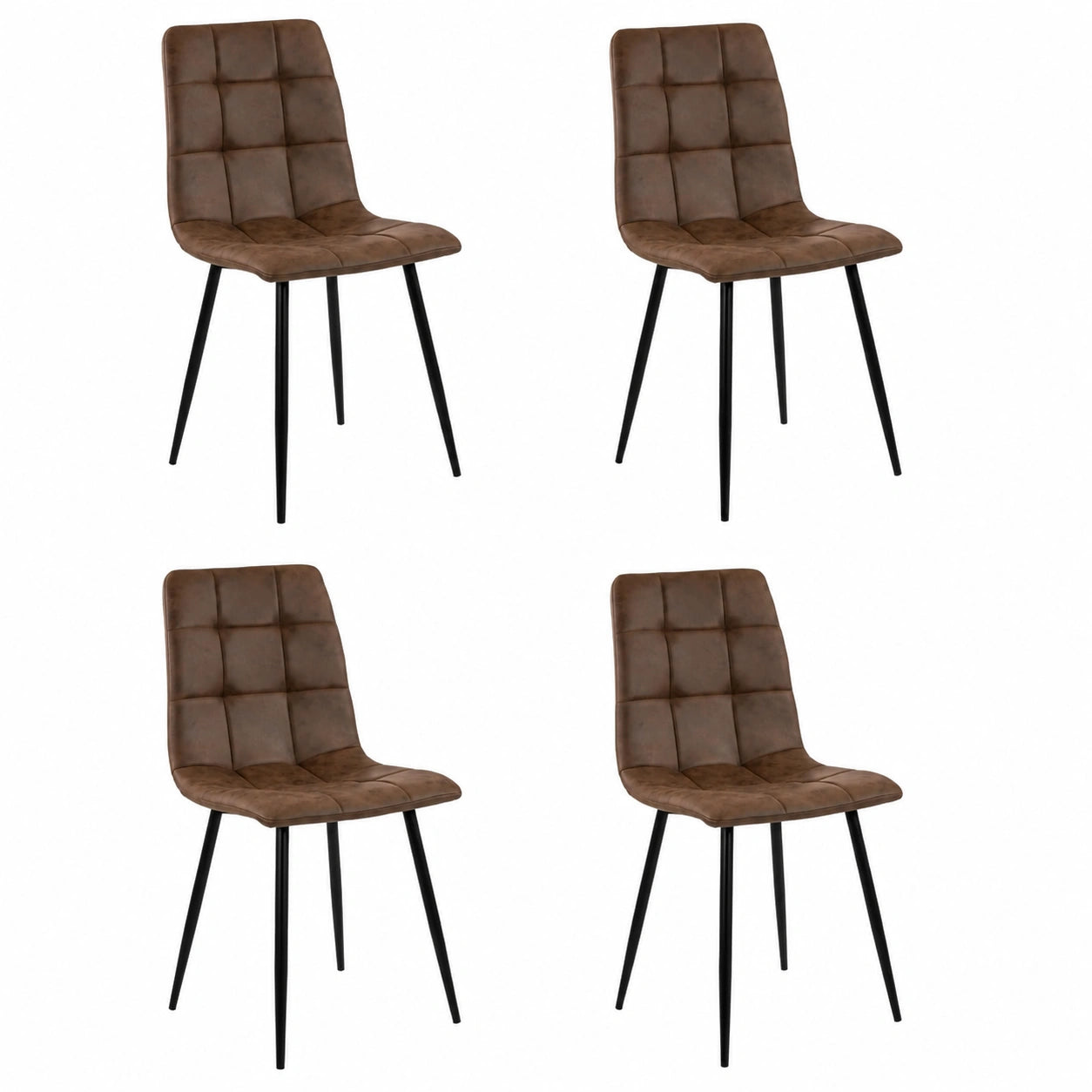 Esszimmerstuhl Set aus Stoff, Braun, mit Metallbeinen, Skandinavisches Design