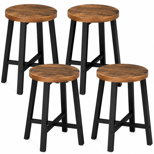 WOLTU 4er Set Esszimmerstühle, Küchenstühle im Industrial Design, Schwarze Metallbeine und Vintage-Holzoptik