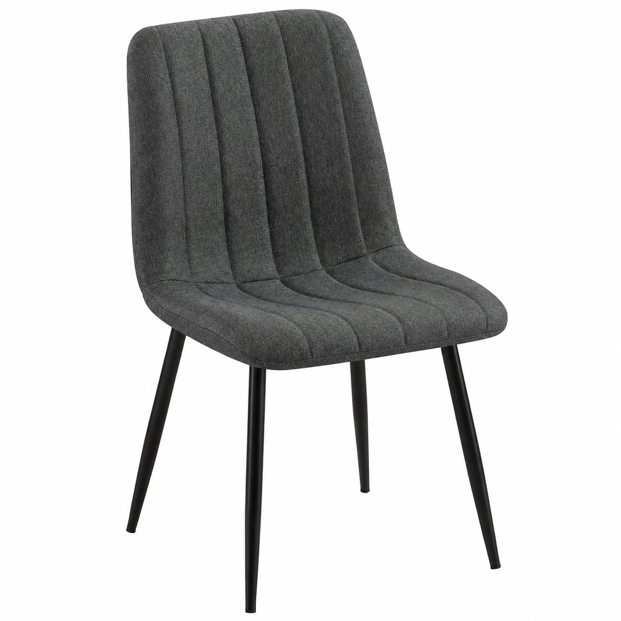 CLP Polsterstuhl Dijon, Ziernähte & Bodenschoner, Komfort für Esszimmer & Küche, bis 150 kg belastbar, Farbe: Dunkelgrau, Material: Stoff