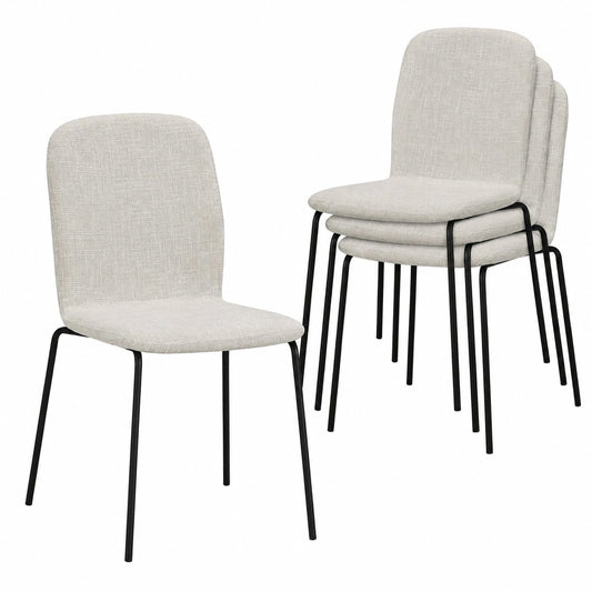ALBATROS Set von 4 Esszimmerstühlen ENNA, stapelbar und gepolstert, beige - ideal für Küche, Esszimmer oder Konferenzräume