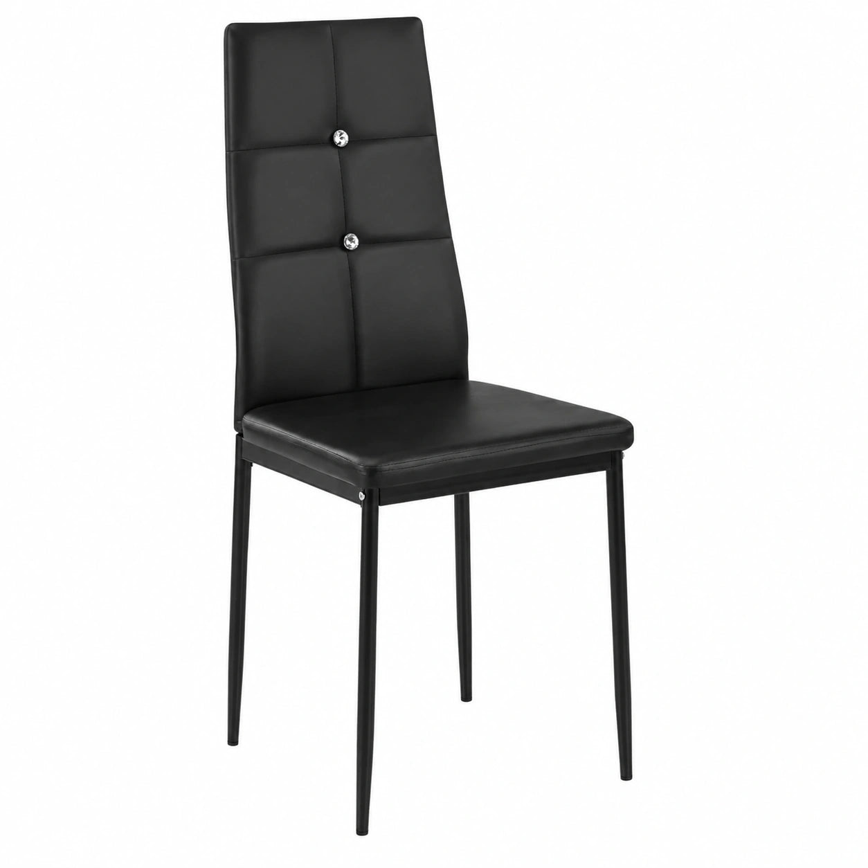 Tectake® 8er Set Esszimmerstühle aus Kunstleder mit Glitzersteinen, Hohe Rückenlehne, Bequeme Polsterung, Schwarz
