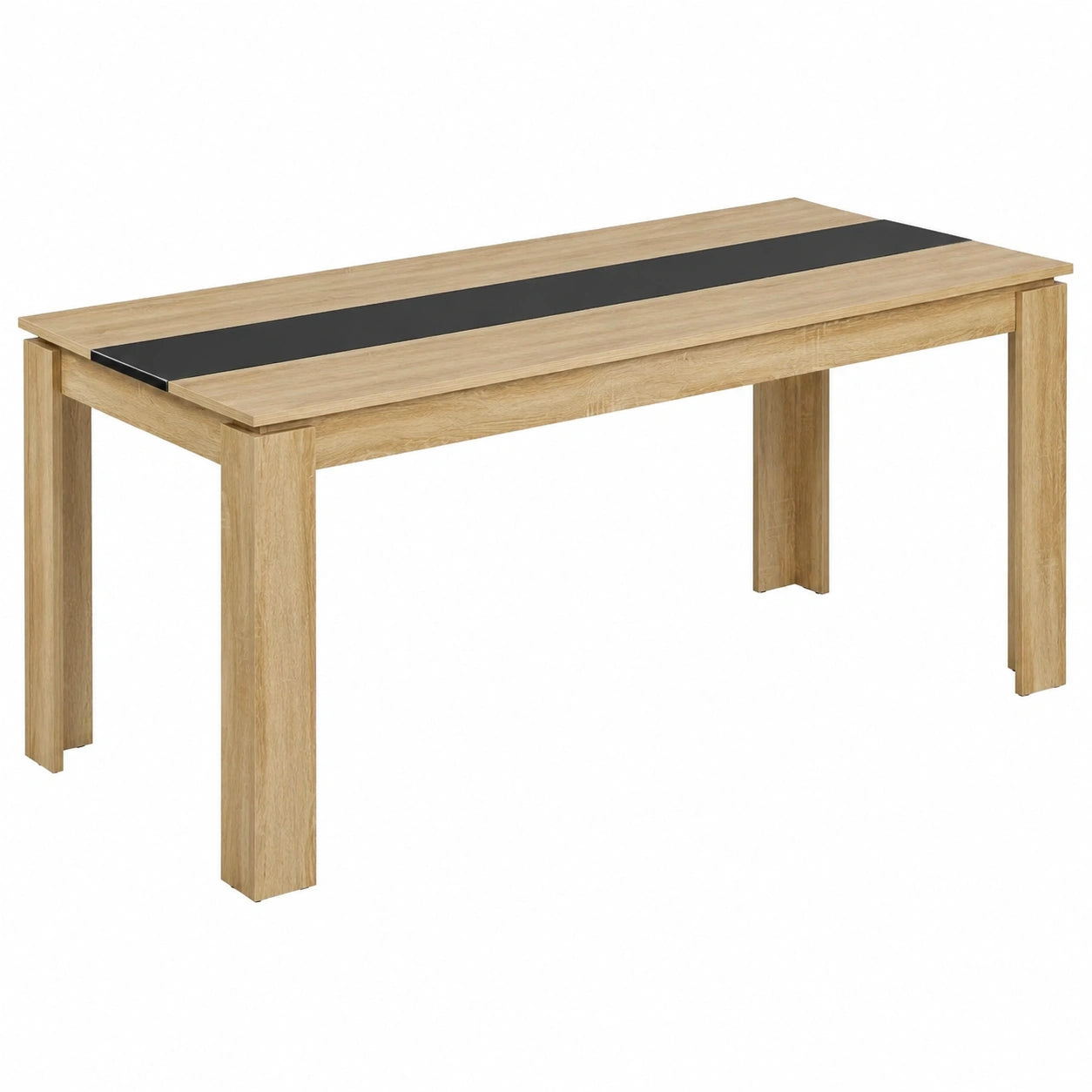 Moderne Essgruppe: Rechteckiger Holztisch 160cm & 4 Stühle in Eiche-Schwarz
