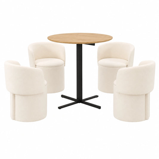 Ya-Home Chenille Sessel Set mit Stauraum, Esszimmerstuhl mit Abnehmbaren Kissen, 4er Set für Wohnzimmer und Schlafzimmer, Weiß