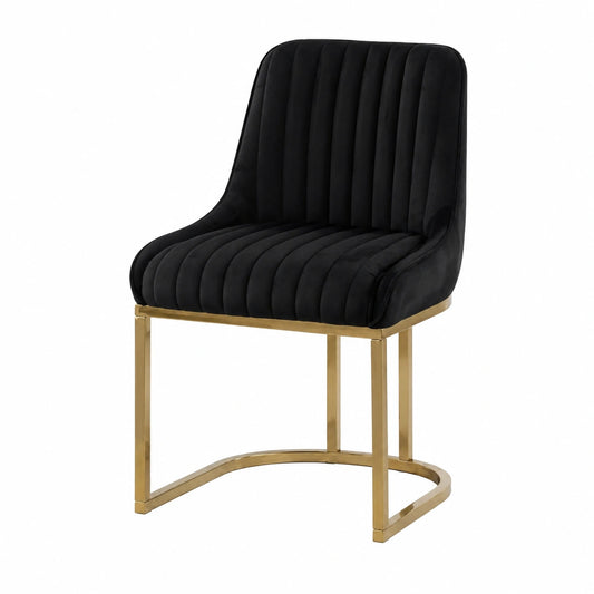 Moderne Samt-Esszimmerstühle 2er Set mit Metallbeinen, Elegant für Küche und Wohnzimmer, Schwarz