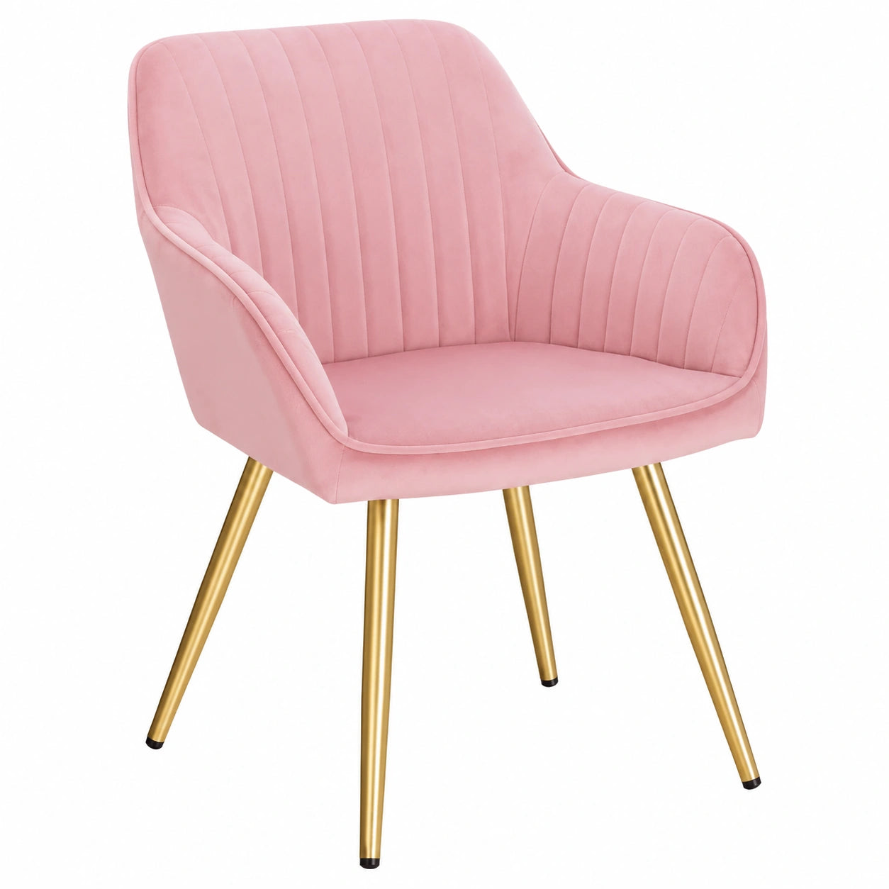 Elegante 4er-Set Samt-Polsterstühle mit Armlehnen für Esszimmer und Küche, Rosa