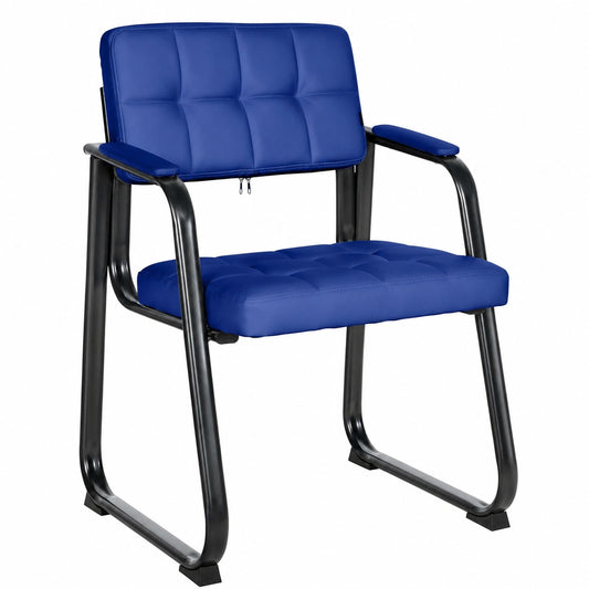 Esszimmerstuhl Canada I Polsterstuhl mit Kunstlederbezug und schwarzem Metallgestell, Farbe: Blau