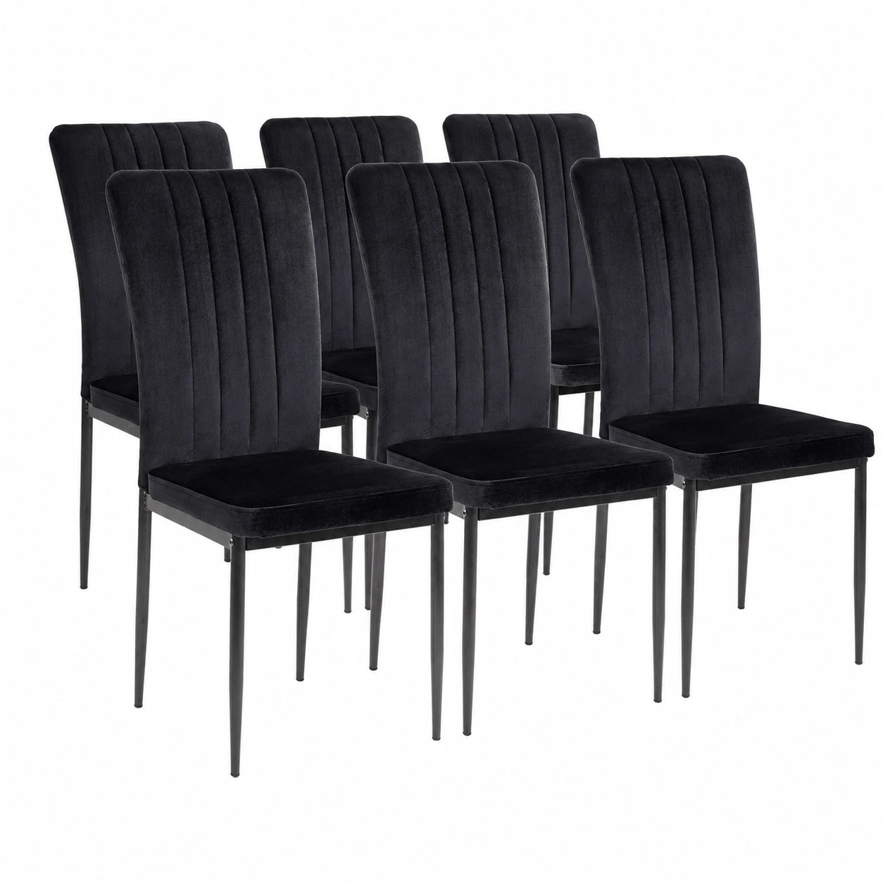 Albatros 6er Set Samt-Polsterstühle Modena, Schwarz - Vintage-Design, SGS-geprüft