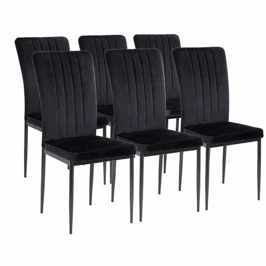 Albatros 6er Set Samt-Polsterstühle Modena, Schwarz - Vintage-Design, SGS-geprüft