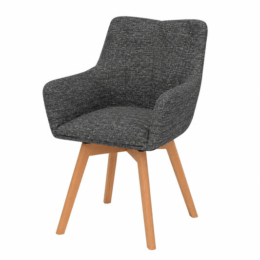 WAFTING 6er Set Drehbare Esszimmerstühle mit Armlehnen, Moderner Polsterstuhl in Grau für Wohnzimmer, Esszimmer, Küche und Büro