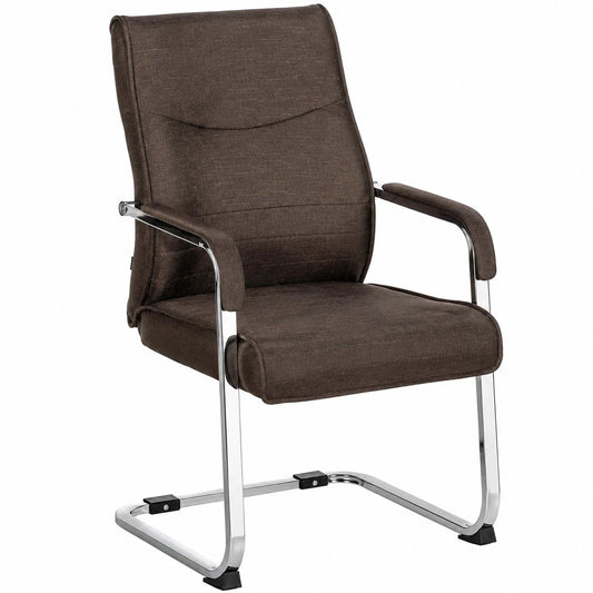 Ergonomische Esszimmerstühle 2er Set mit Armlehnen, stabiles Metallgestell, brauner Stoffbezug