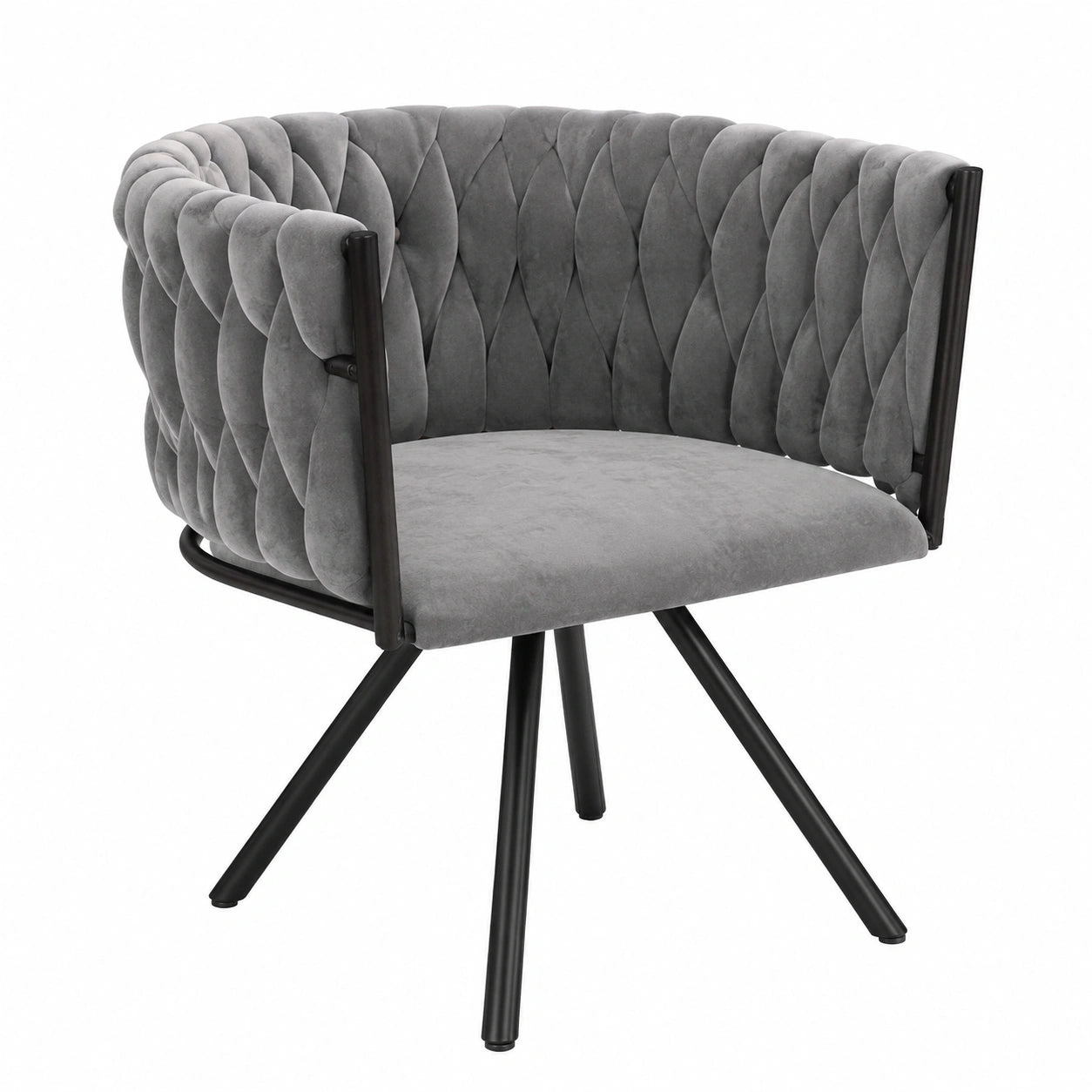 Merax 4er Set Samt-Drehstühle, Moderne Sessel mit Armlehnen und Metallbeinen, für Esszimmer, Wohnzimmer, Schlafzimmer, Grau